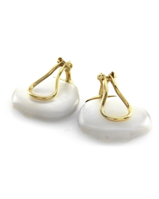 Tiffany & Co. Angela Cummings Mother of Pearl Flower Petal Earrings in Yellow Gold
